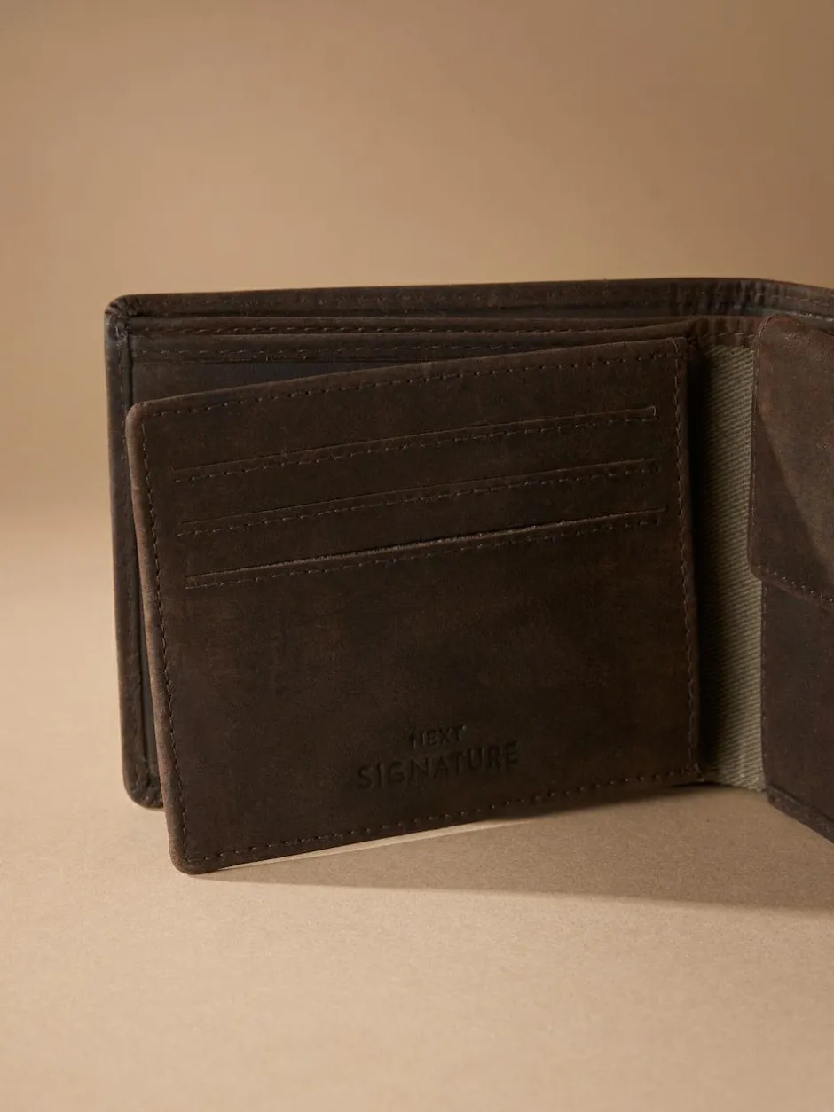 Next Signature Leather Extra Capacity Wallet Chocolate Brown Outlet