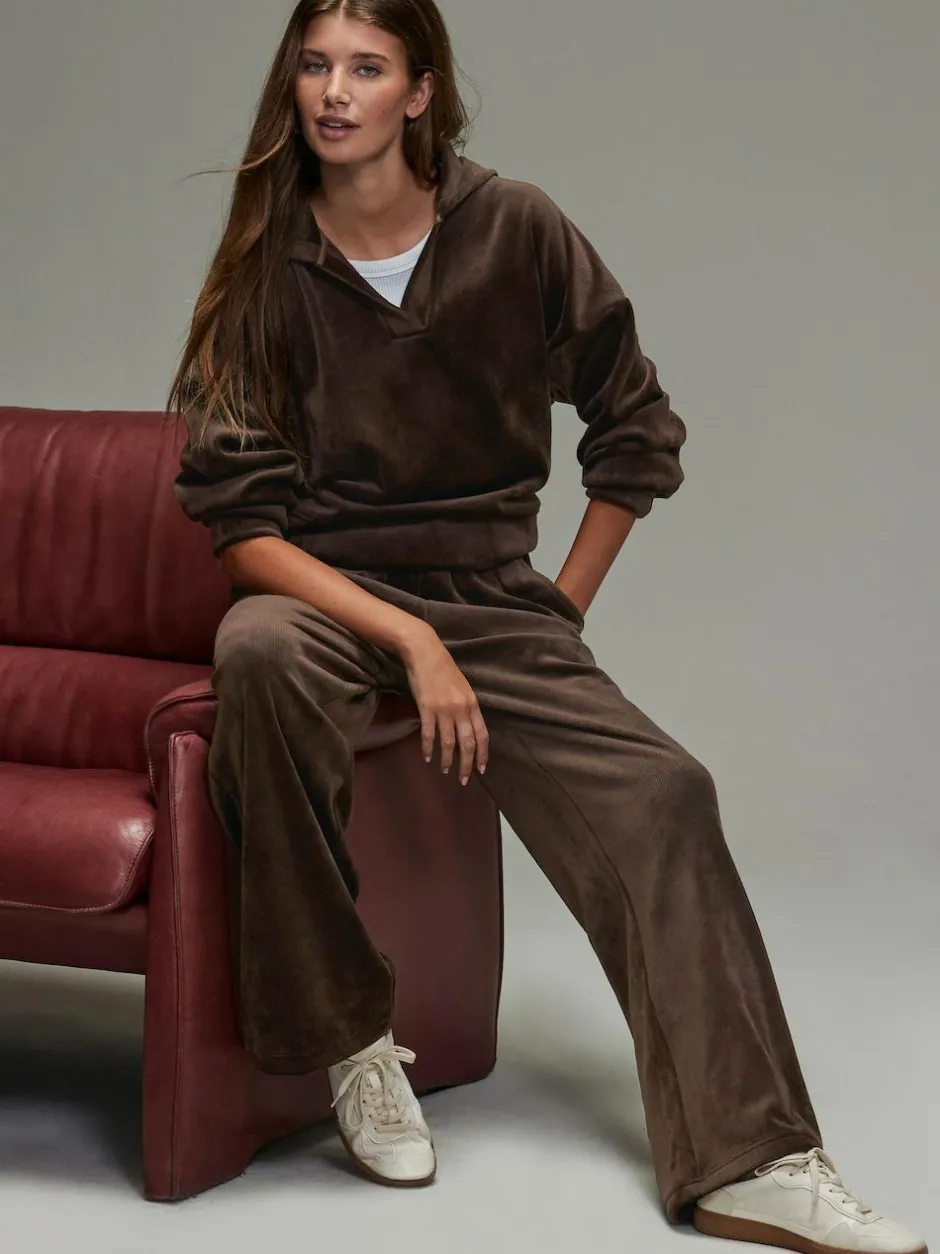 Next Soft Feel Cord Wide Leg Trousers Chocolate Brown Sale