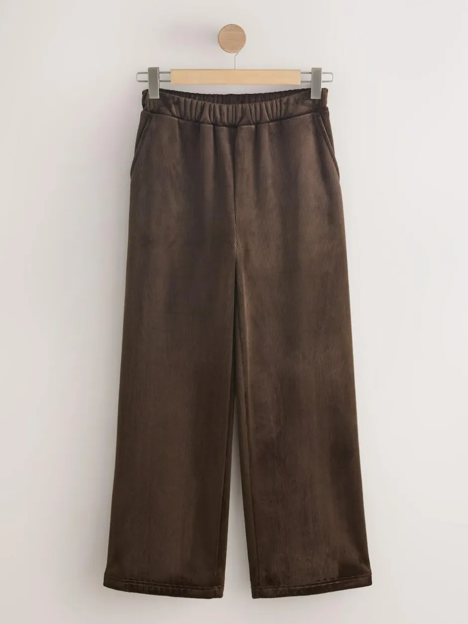 Next Soft Feel Cord Wide Leg Trousers Chocolate Brown Sale