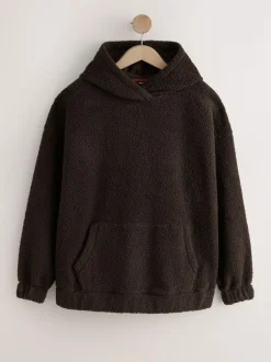 Next Soft Teddy Borg Longsleeve Hoodie Chocolate Brown Discount