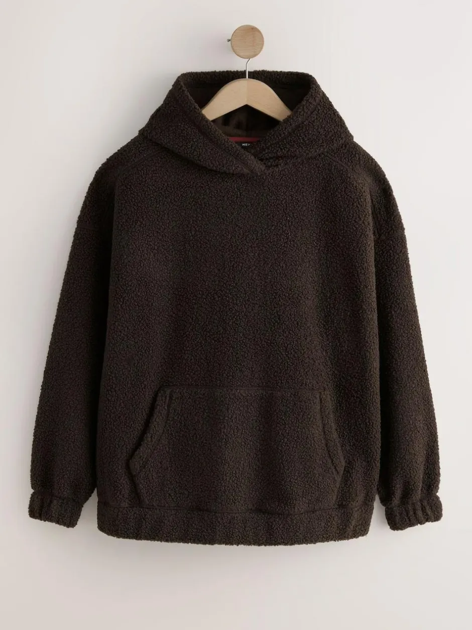 Next Soft Teddy Borg Longsleeve Hoodie Chocolate Brown Discount
