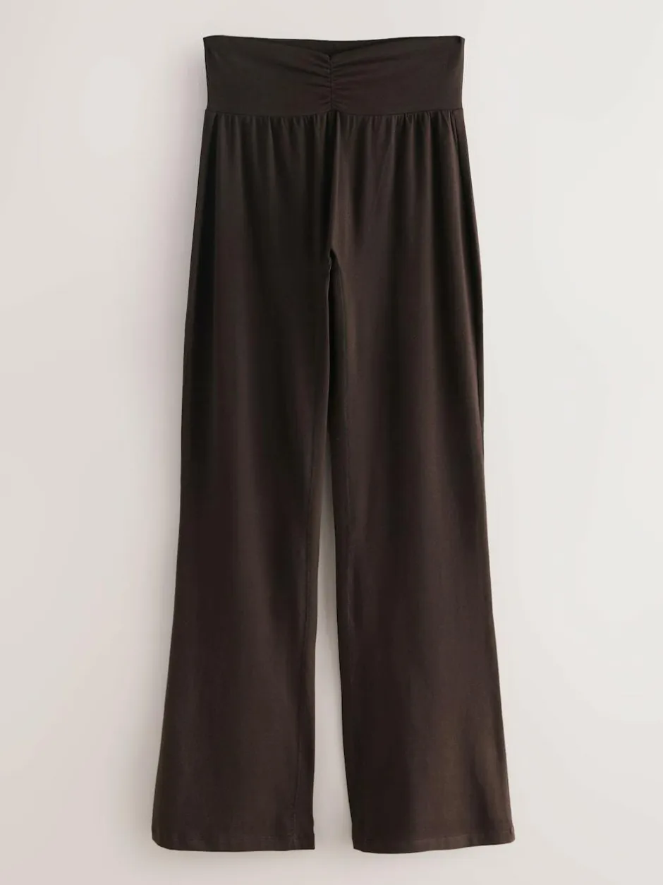 Next Soft Touch Rib Ruched Flare Leggings Chocolate Brown New