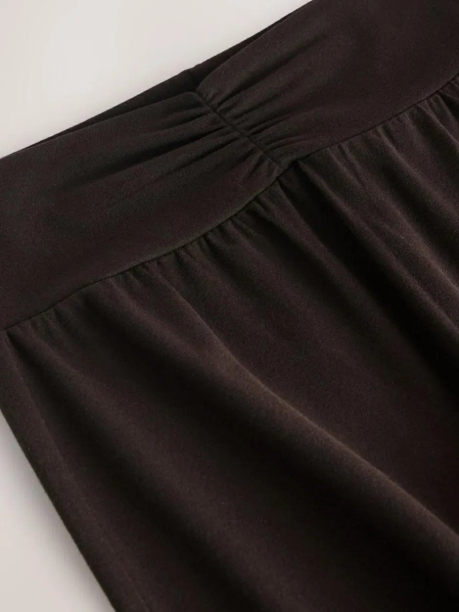 Next Soft Touch Rib Ruched Flare Leggings Chocolate Brown New