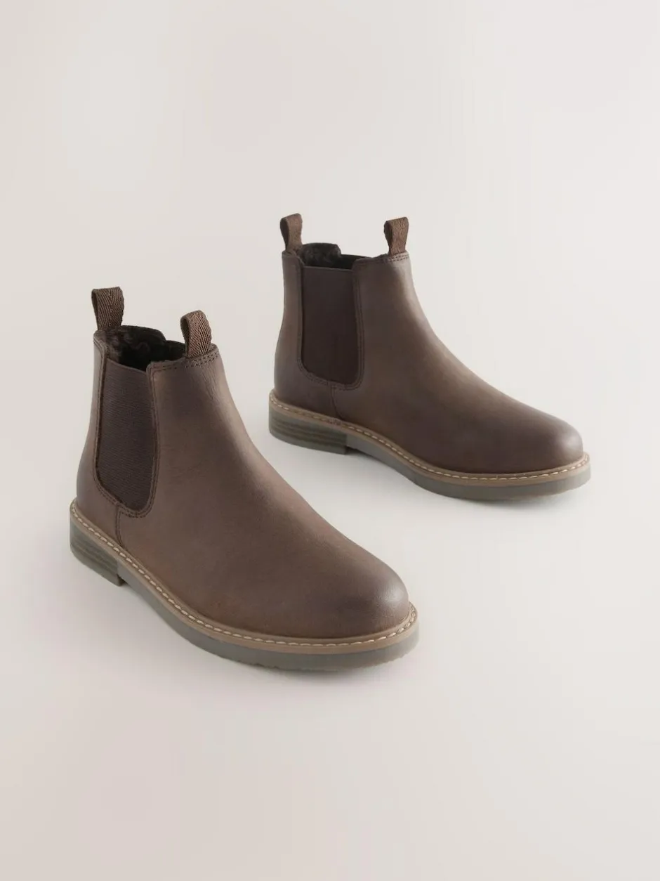 Next Standard Fit (F) Leather Chelsea Boots Chocolate Brown Outlet