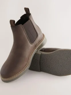 Next Standard Fit (F) Leather Chelsea Boots Chocolate Brown Outlet