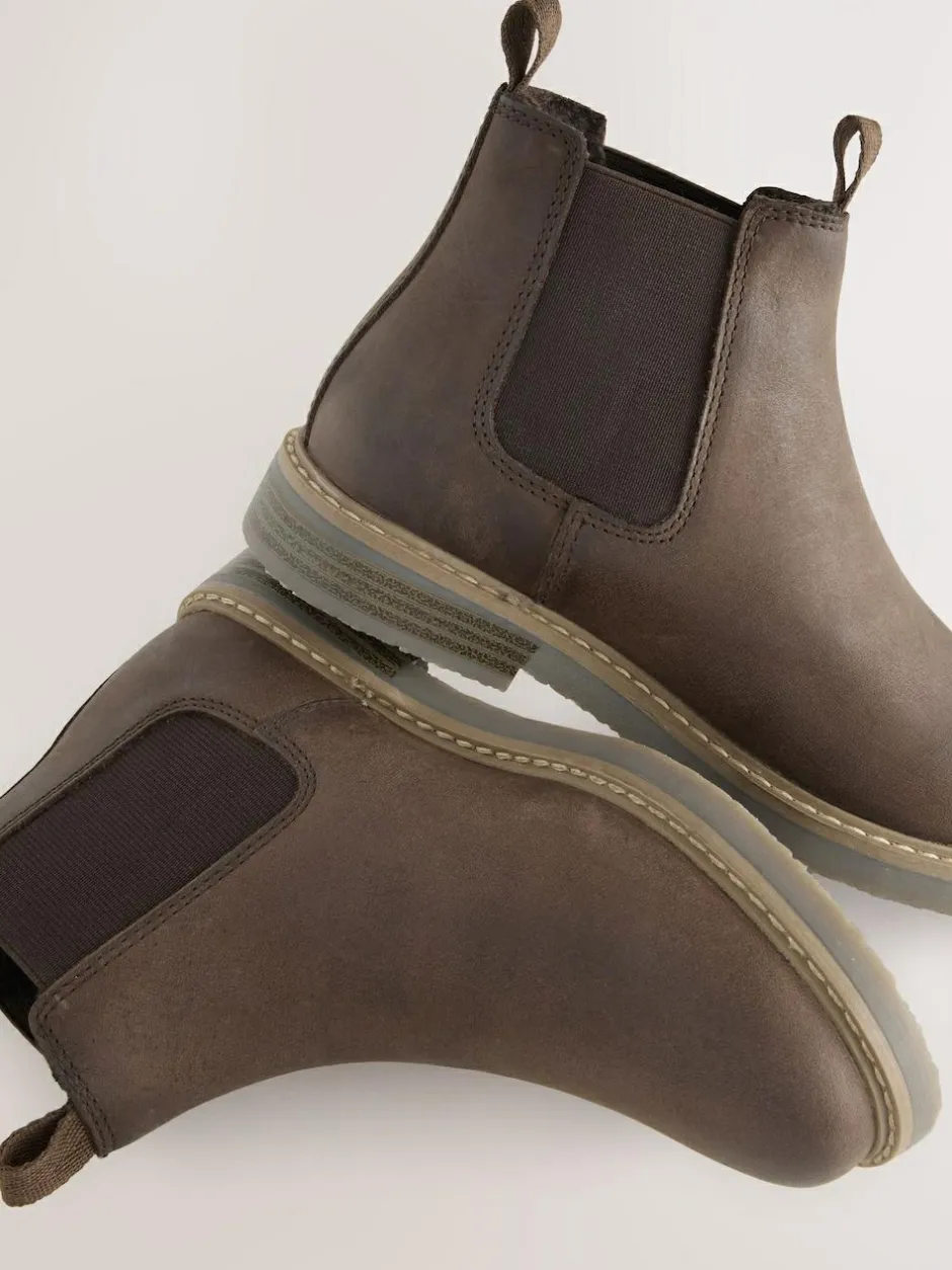 Next Standard Fit (F) Leather Chelsea Boots Chocolate Brown Outlet