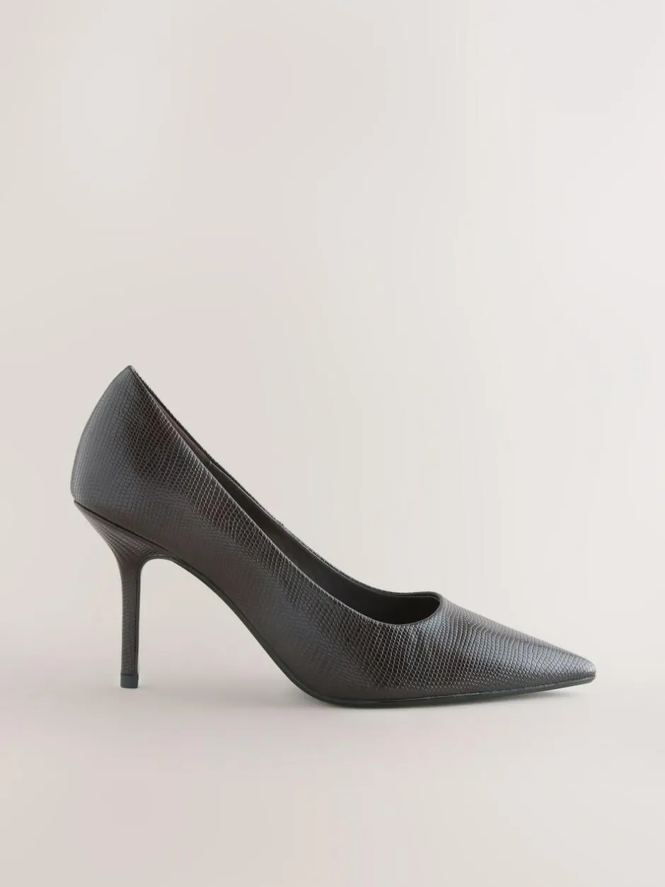 Next Standard/Wide Fit Forever Comfort® Point Toe Court Heels Chocolate Brown New