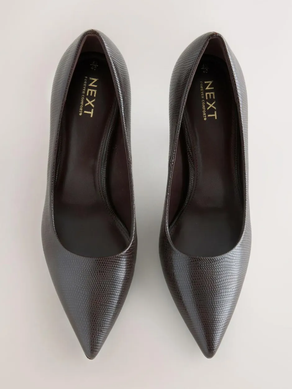 Next Standard/Wide Fit Forever Comfort® Point Toe Court Heels Chocolate Brown New
