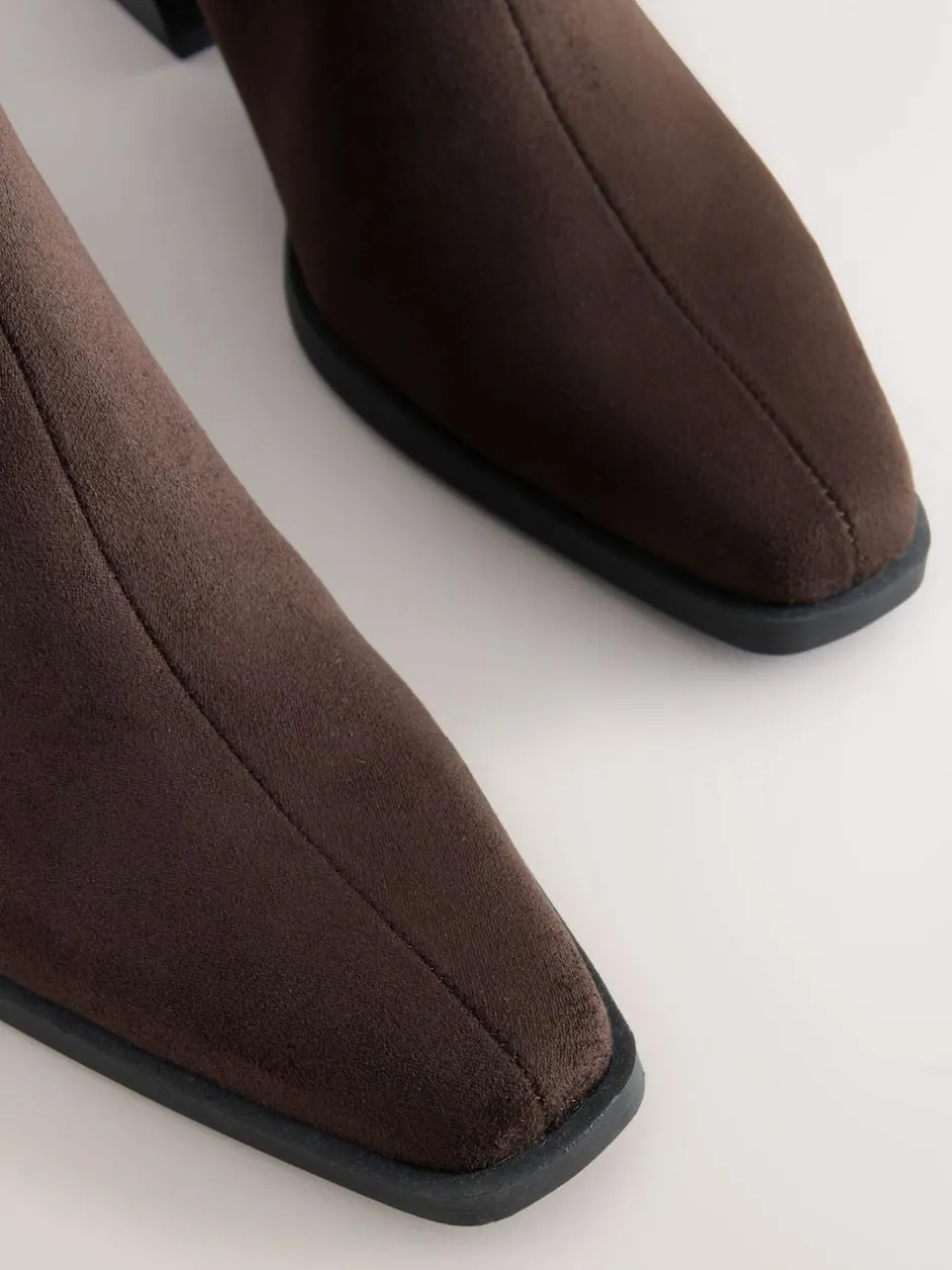 Next Standard/Wide Fit Chelsea Style Western Cowboy Boots Chocolate Brown Discount