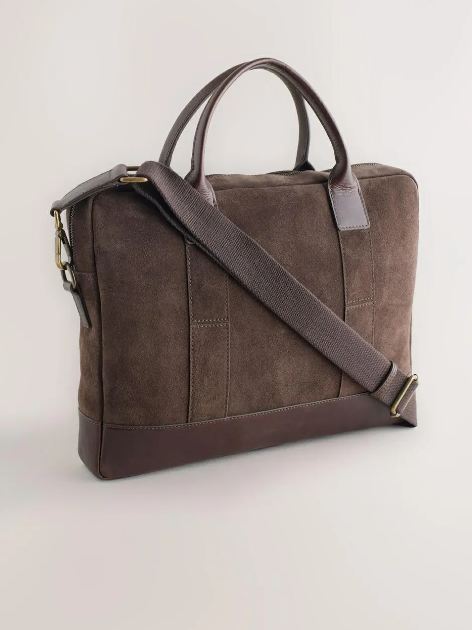 Next Chocolate Brown Suede Briefcase Best