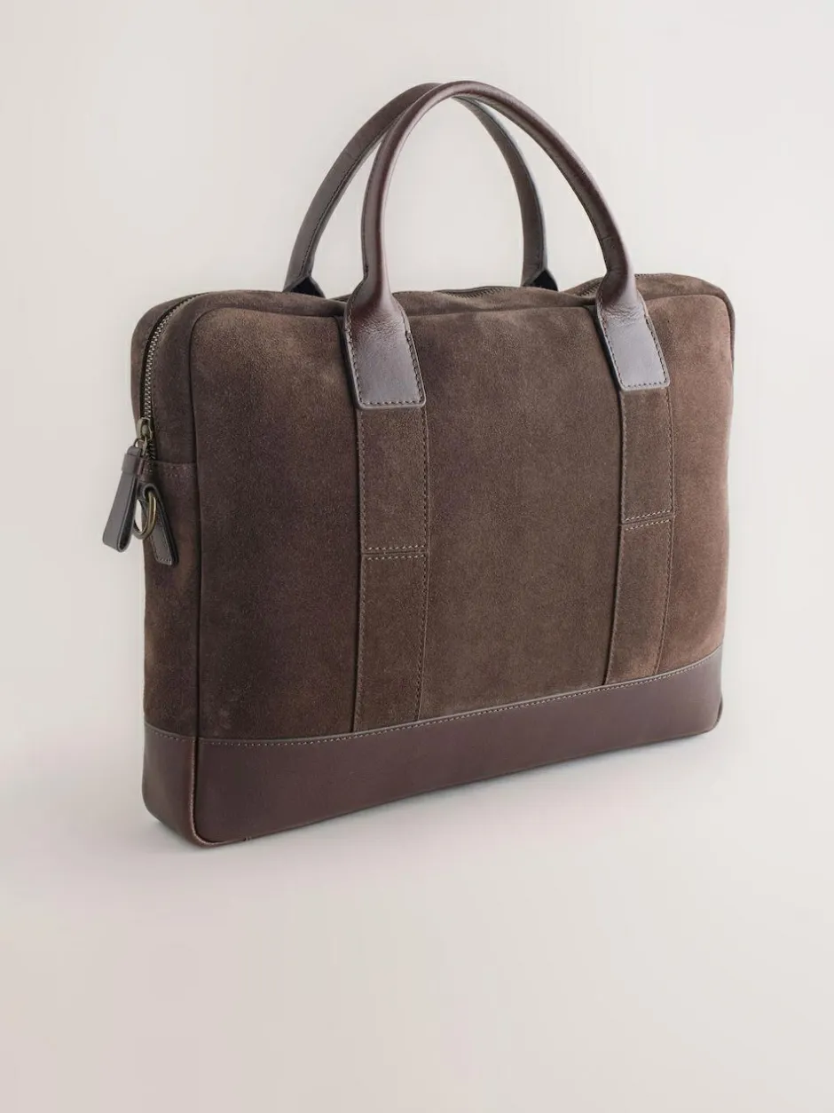 Next Chocolate Brown Suede Briefcase Best