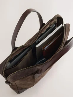 Next Chocolate Brown Suede Briefcase Best
