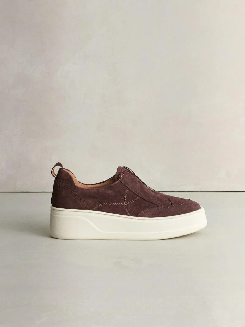 Next Signature Leather Chunky Wedge Platform Trainers Chocolate Brown Suede Discount