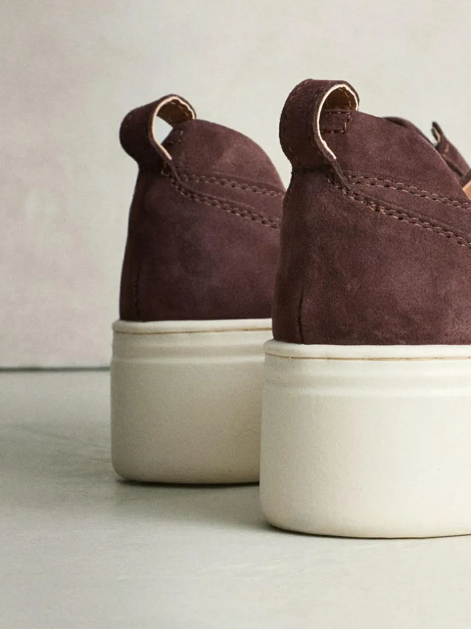 Next Signature Leather Chunky Wedge Platform Trainers Chocolate Brown Suede Discount