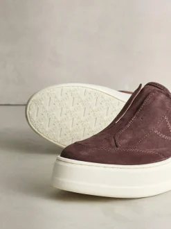 Next Signature Leather Chunky Wedge Platform Trainers Chocolate Brown Suede Discount
