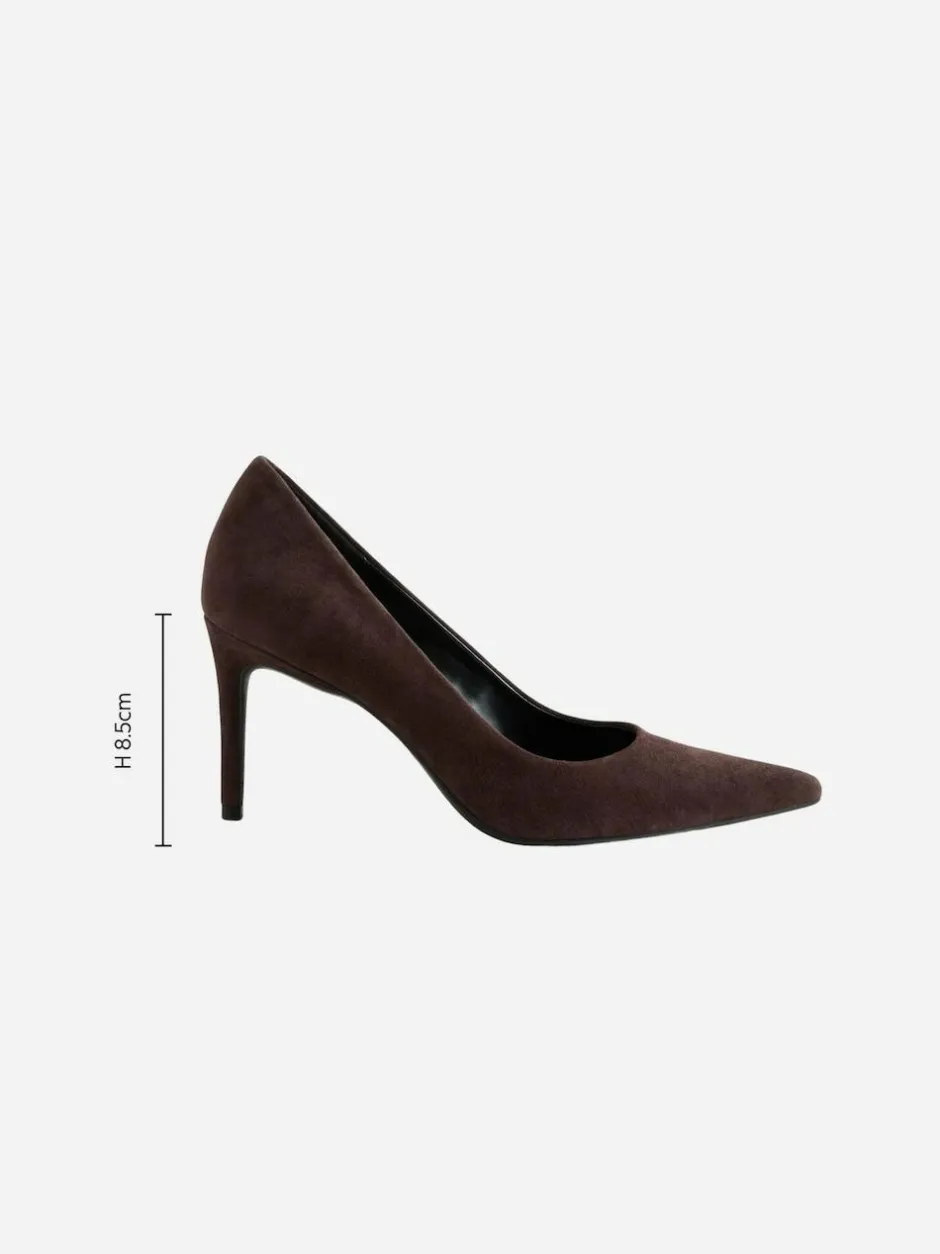 Next Chocolate Brown Suede Standard/Wide Fit Leather Mid Court Shoes