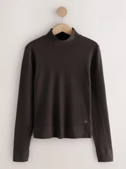 Next Thermal Soft Touch Long Sleeve High Neck Top Chocolate Brown Sale