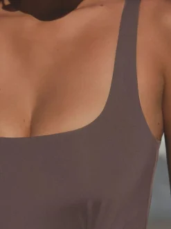 Next Twist Scoop Tummy Control Swimsuit Chocolate Brown Best