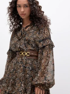 Next Wide Corset Belt Chocolate Brown Outlet