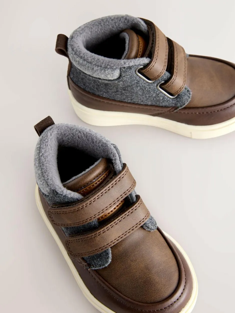 Next Chocolate Brown Wide Fit (G) Touch Fastening Boots Hot