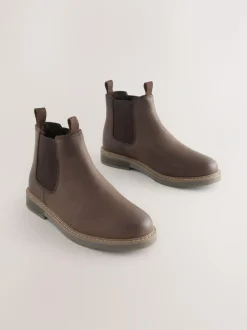 Next Wide Fit (G) Leather Chelsea Boots Chocolate Brown Best