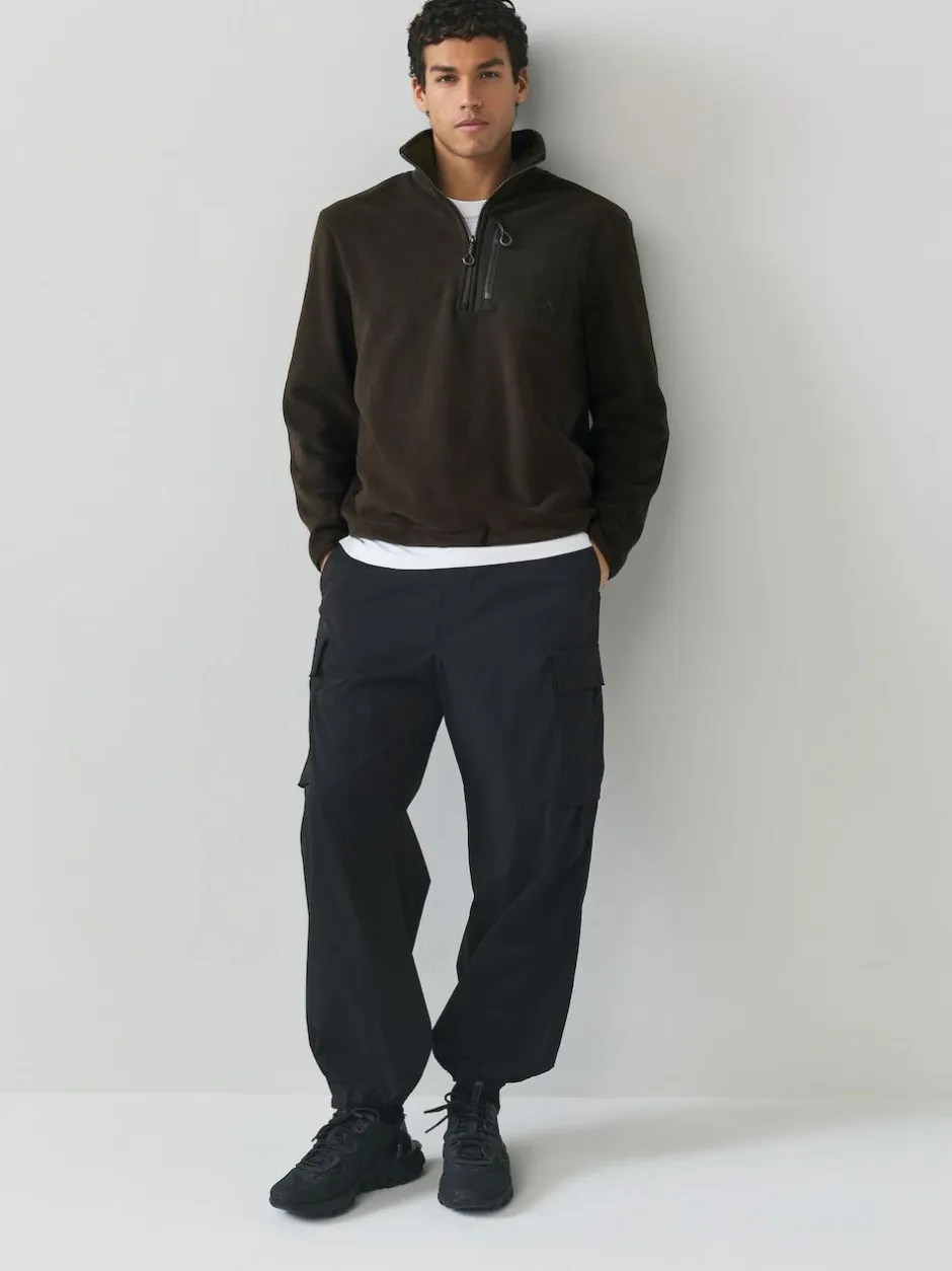 Next Zip Neck Utility Style Polar Fleece Chocolate Brown Discount
