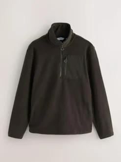 Next Zip Neck Utility Style Polar Fleece Chocolate Brown Discount