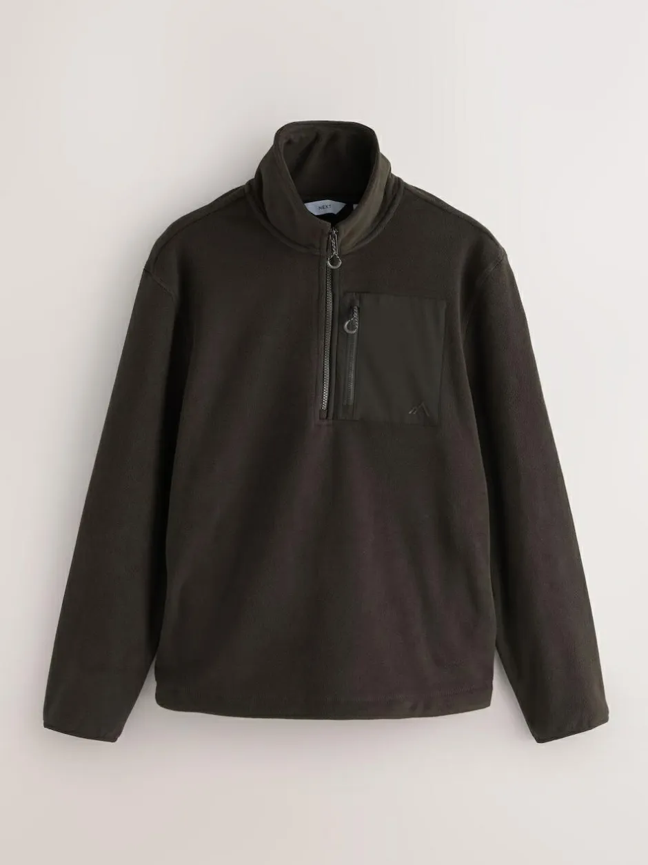 Next Zip Neck Utility Style Polar Fleece Chocolate Brown Discount
