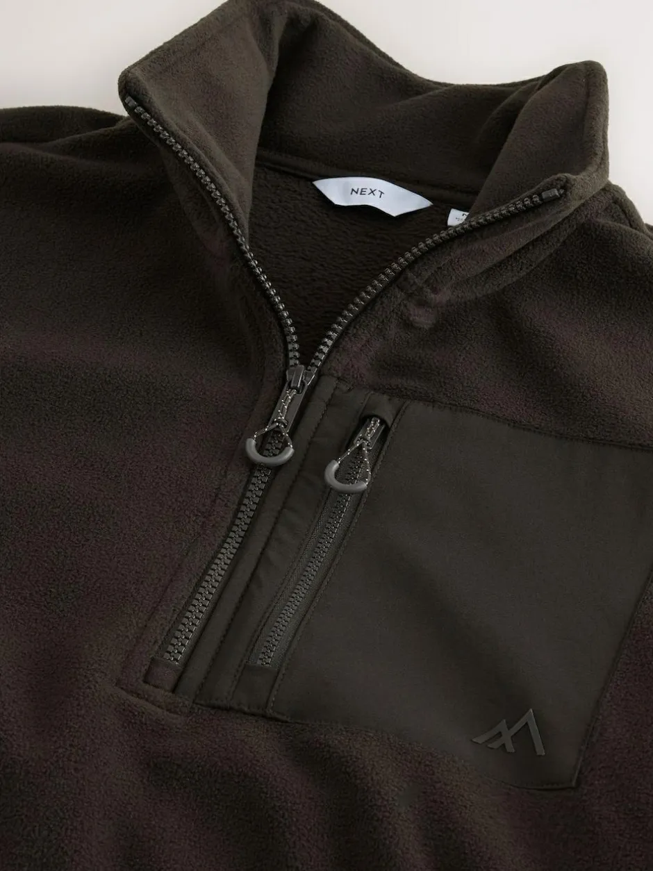 Next Zip Neck Utility Style Polar Fleece Chocolate Brown Discount