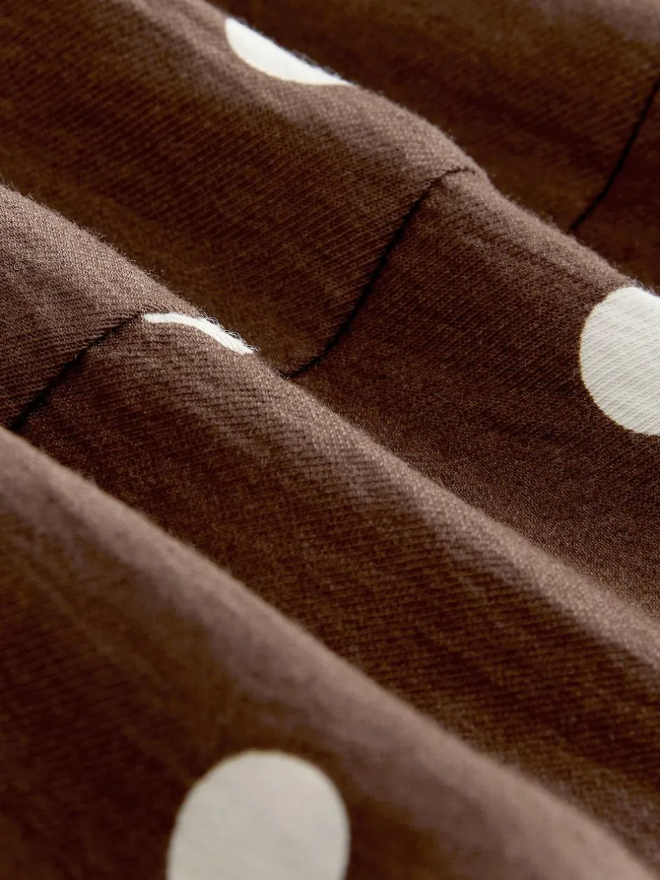 Next Printed Long Sleeve Shirt Dress Chocolate Brown/Ecru Polka Dot Sale