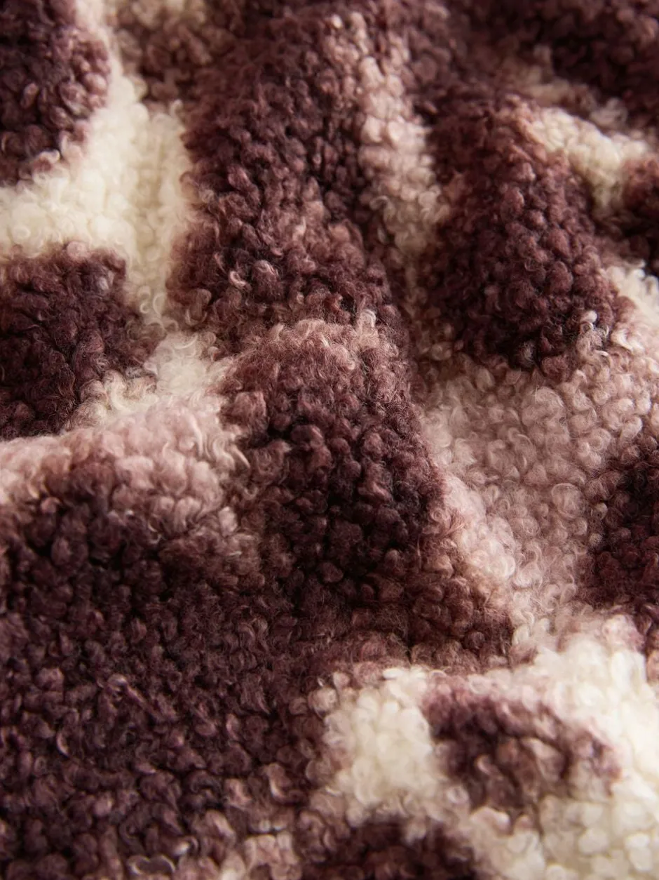 Next Chocolate Brown/Pink Leopard Soft Touch Cosy Teddy Borg Quarter Zip Fleece