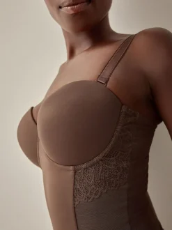 Next DD+ Firm Tummy Control Lightly Padded Lace Body Chocolate Nude Best