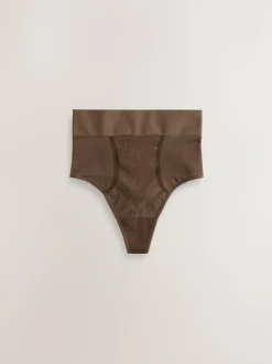 Next High Waist Thong Seamless Firm Tummy Control Shaping Briefs Chocolate Nude New