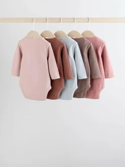 Next Chocolate Pink Long Sleeve Baby Bodysuits 5 Pack Sale