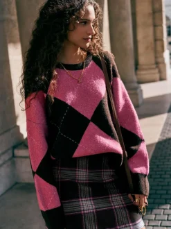 Next Chocolate/Pink Check Mini Skirt Sale