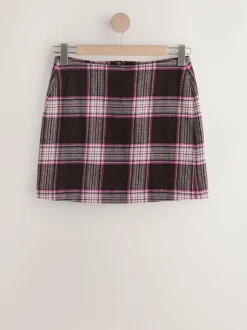 Next Chocolate/Pink Check Mini Skirt Sale