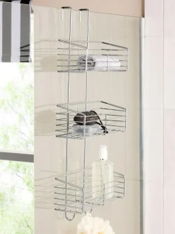 Next Over Door Three Tier Shower Caddy Chrome