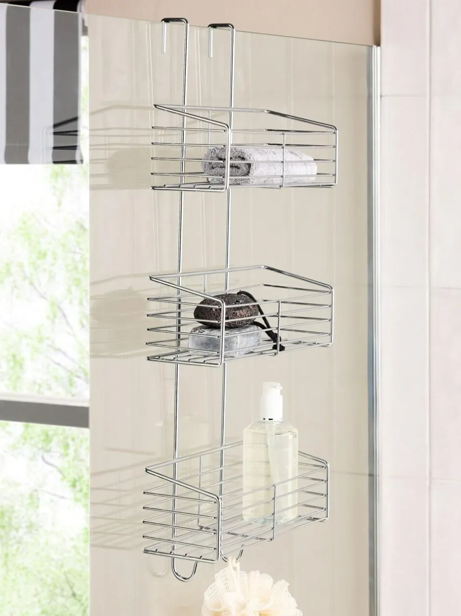 Next Over Door Three Tier Shower Caddy Chrome