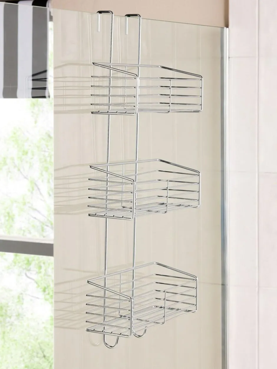 Next Over Door Three Tier Shower Caddy Chrome