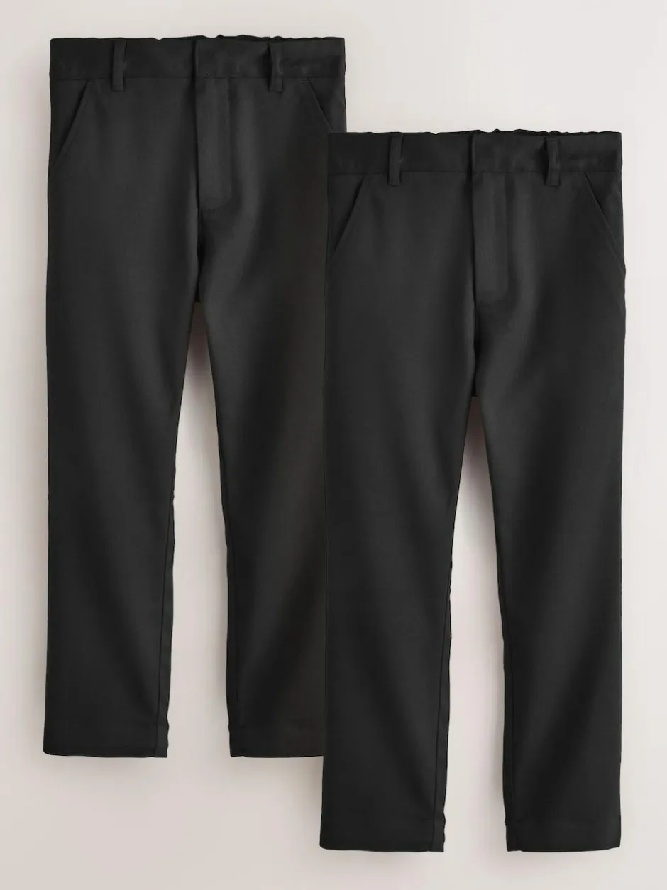 Clarks 2 Pack Regular Fit Fastening School Trousers Black Clearance