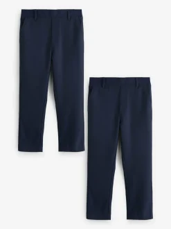 Clarks Pull On Regular Fit Trousers 2 Pack Navy Clearance