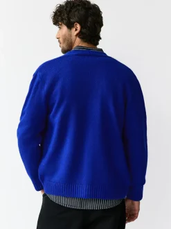 Next Regular Fit Embroidered Chest Motif Cardigan Cobalt Blue Hot