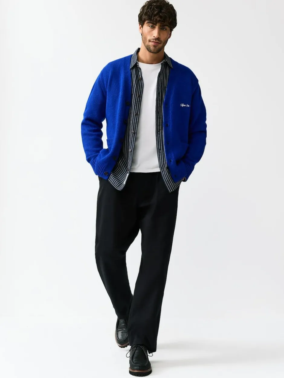 Next Regular Fit Embroidered Chest Motif Cardigan Cobalt Blue Hot