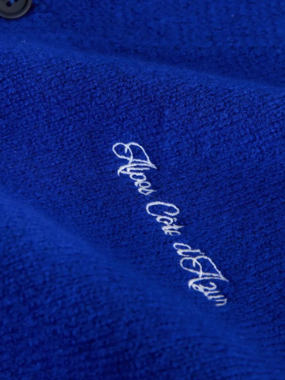 Next Regular Fit Embroidered Chest Motif Cardigan Cobalt Blue Hot