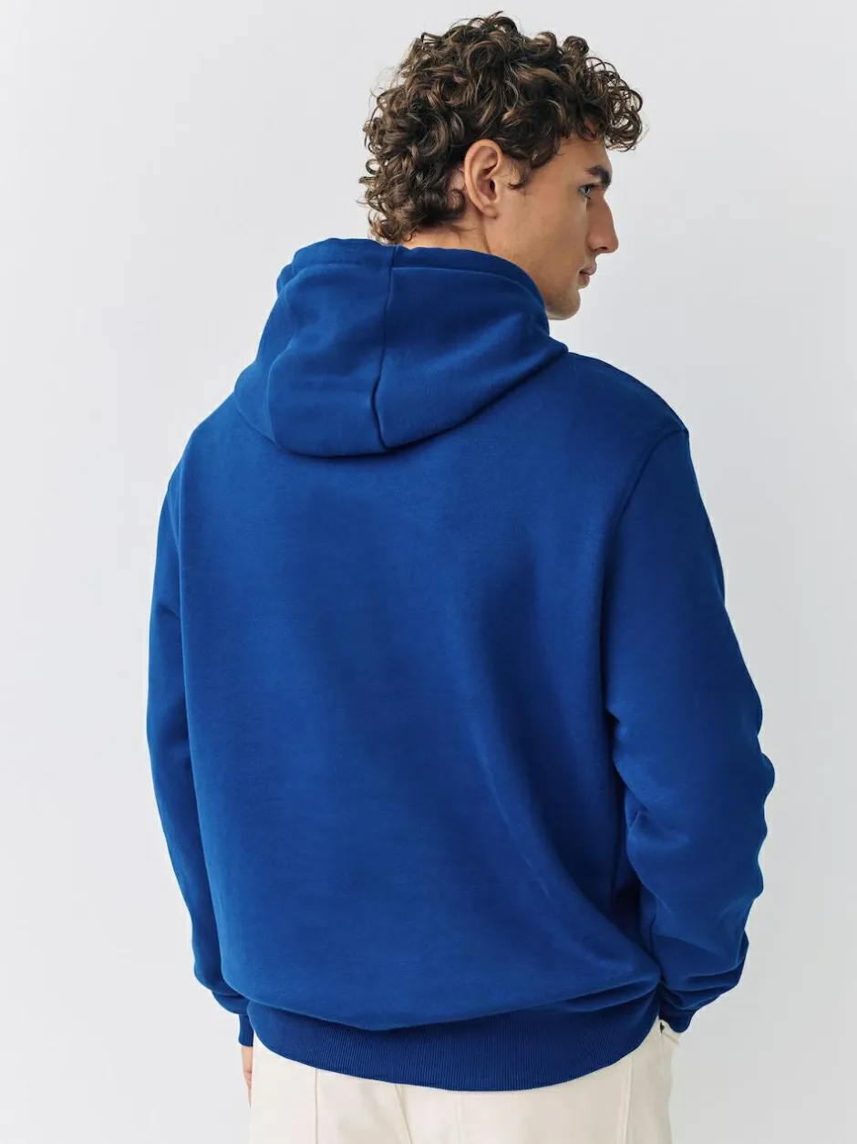Next Cobalt Blue Regular Fit Heavyweight Cotton Rich Jersey Hoodie Sale