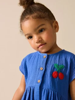 Next Textured Short Sleeve Dress (3mths-8yrs) Cobalt Blue Hot