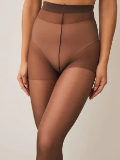 Next Coffee 20 Denier Sheer Gloss Tights 3 Pack New