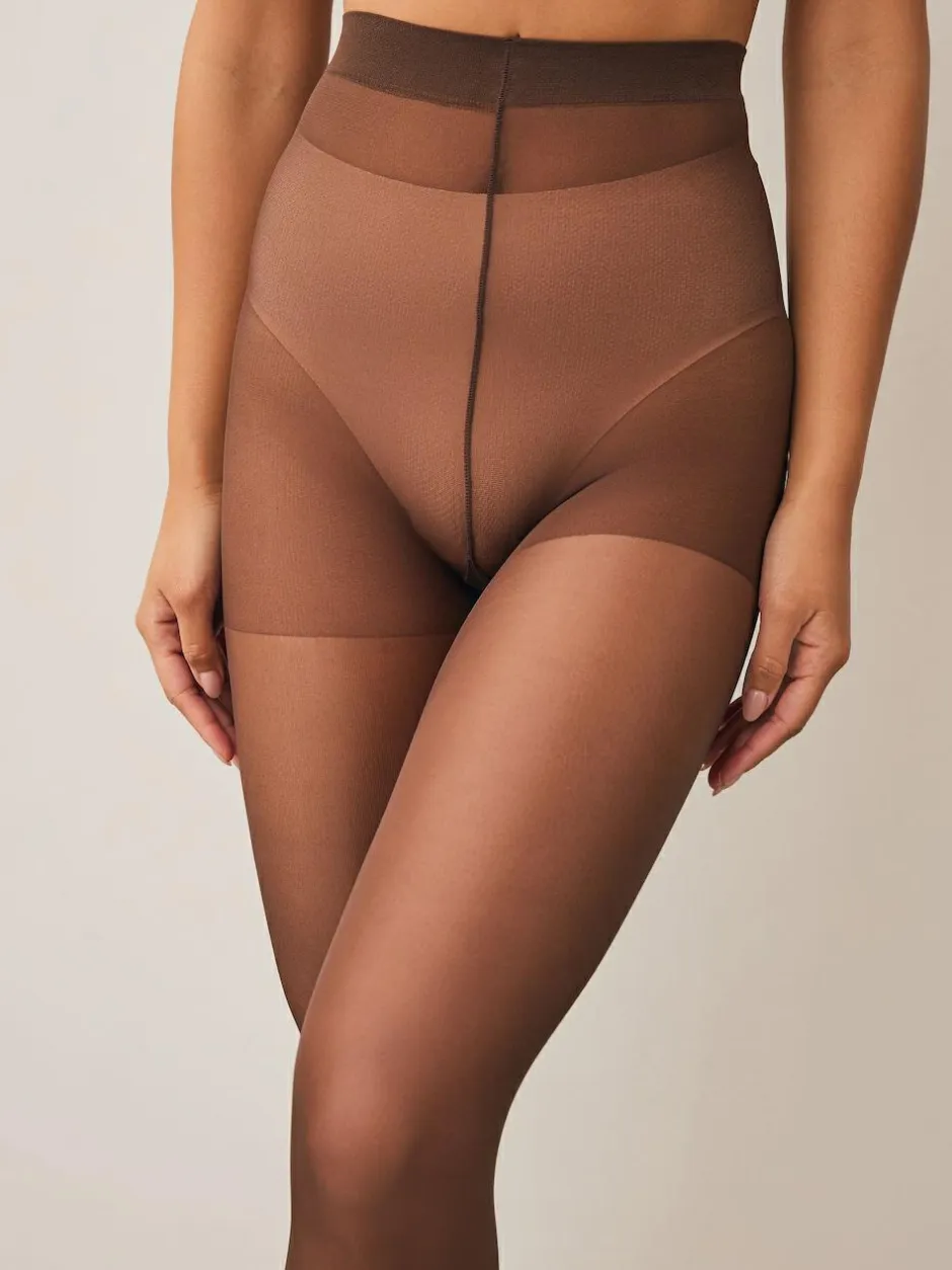 Next Coffee 20 Denier Sheer Gloss Tights 3 Pack New