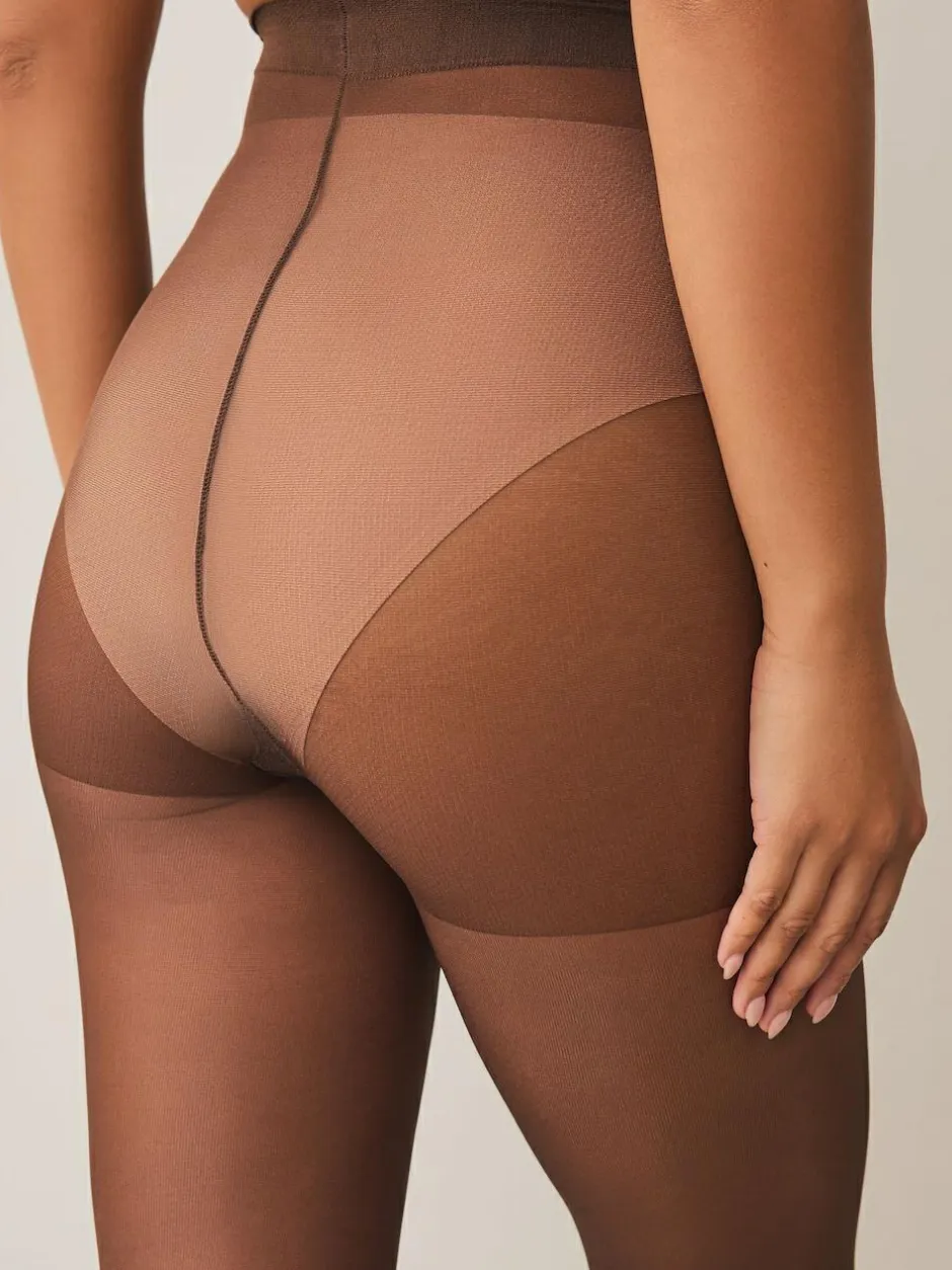 Next Coffee 20 Denier Sheer Gloss Tights 3 Pack New