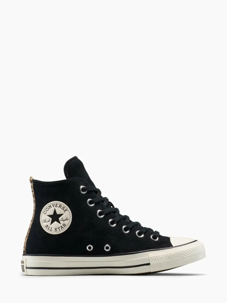Converse Chuck Taylor Suede All Over High Trainers Leopard Black Outlet